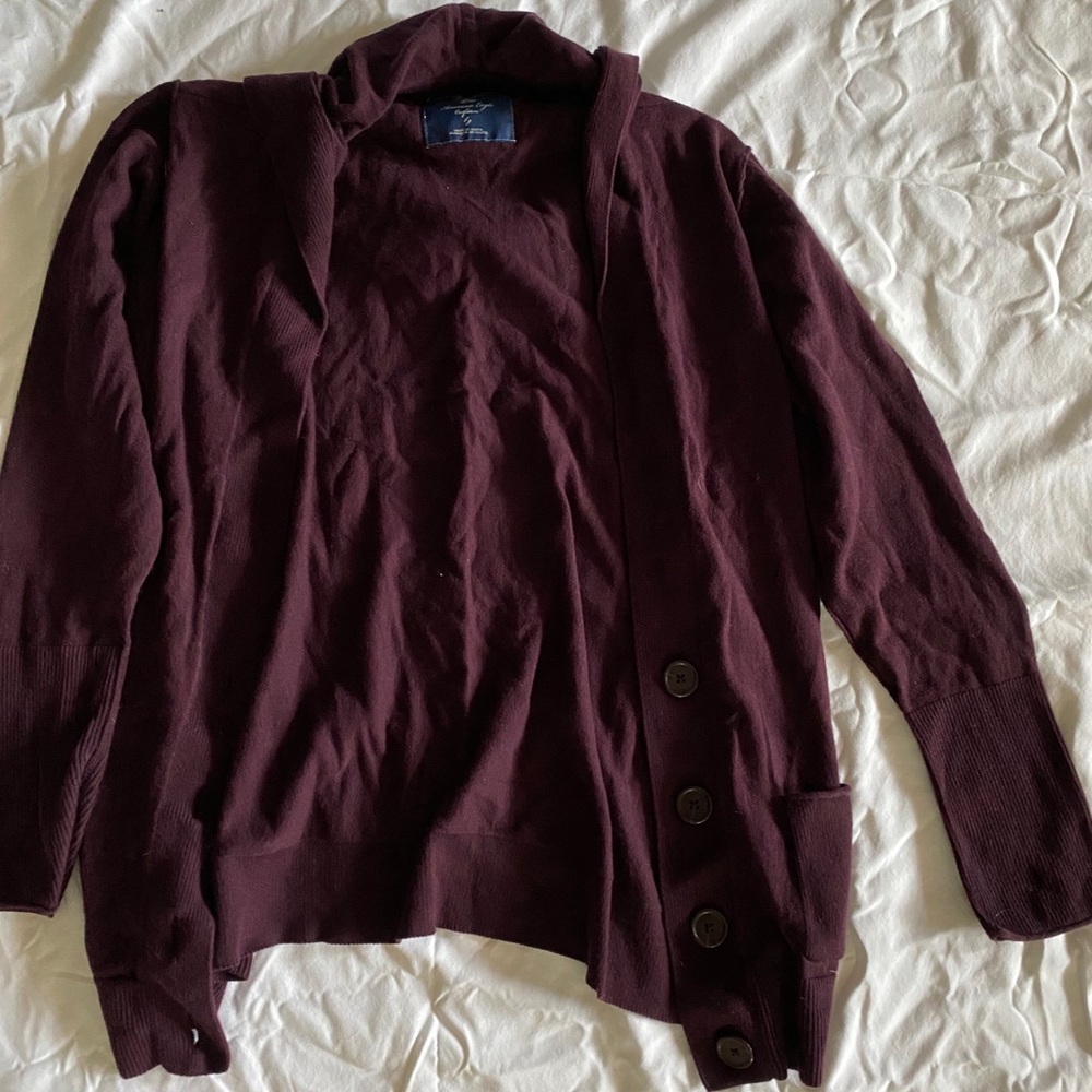 American Eagle Button Cardigan with Hood